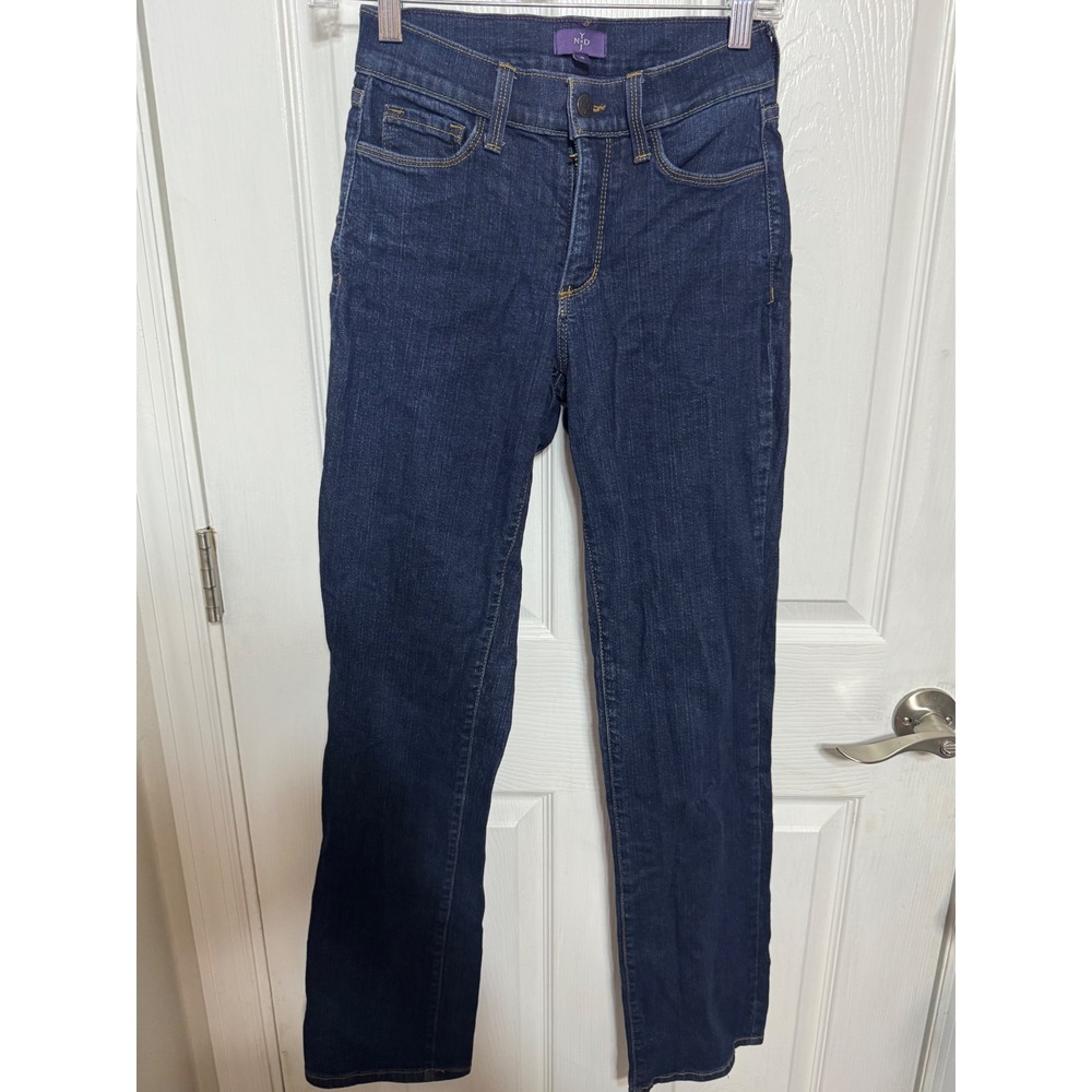 NYDJ Women Dark Wash Straight Leg Lift Tuck Technology Jeans Size 0 Made in USA